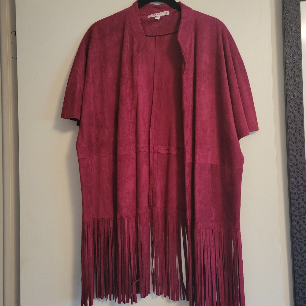 Scarlett Color Suede open vest with fringe.
